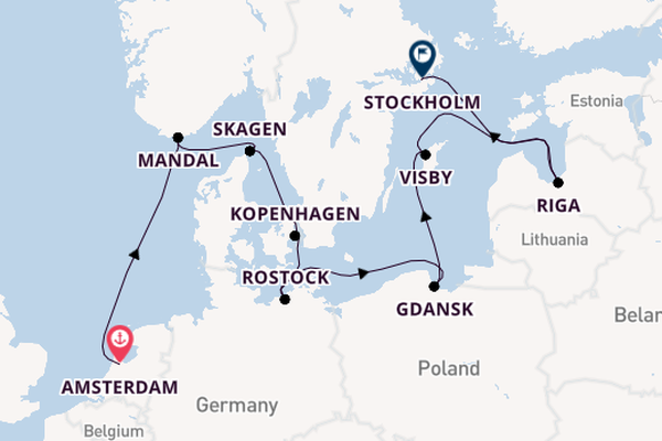 Noorwegen vanaf Amsterdam, Nederland met de Seven Seas Voyager