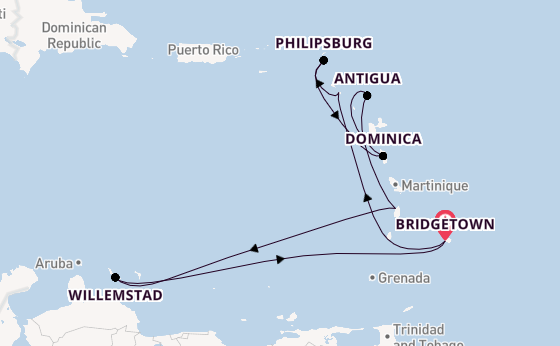 Southern Caribbean from Bridgetown, Barbados with the Arvia