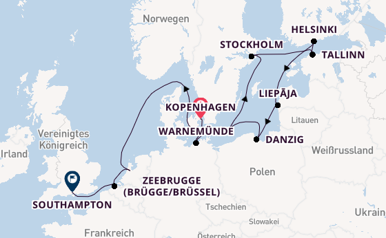 England ab Kopenhagen, Dänemark auf der Seven Seas Splendor