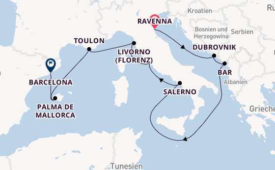 Westliches Mittelmeer ab Ravenna, Italien auf der Norwegian Viva
