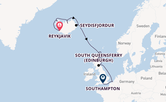 British Isles from Reykjavik, Iceland with the Regal Princess