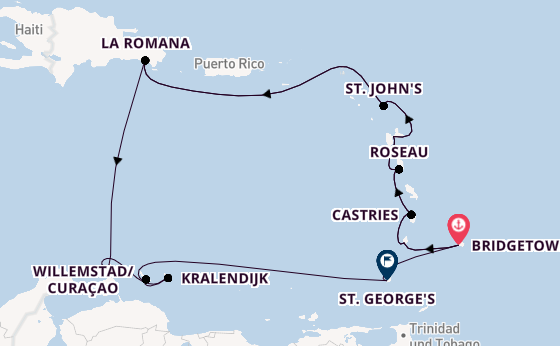 Südliche Karibik ab Bridgetown, Barbados auf AIDAprima