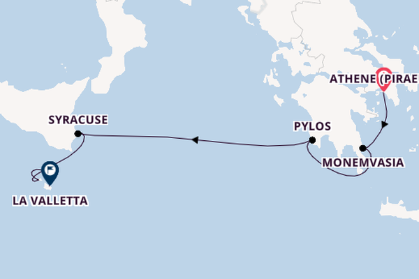 Middellandse Zee vanaf Athene (Piraeus), Griekenland met de Royal Clipper