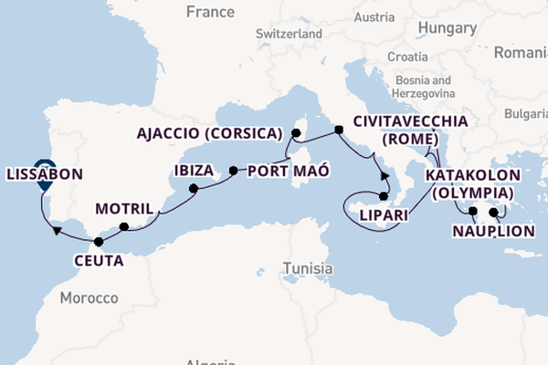 Middellandse Zee vanaf Athene (Piraeus), Griekenland met de Seabourn Encore