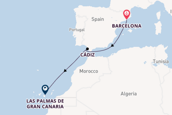 Canary Islands from Barcelona, Spain with the Costa Diadema