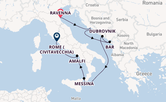 Mediterranean Sea from Ravenna, Italy with the Explorer of the Seas