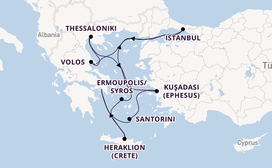 Eastern Mediterranean from Athens (Piraeus), Greece with the Silver Nova