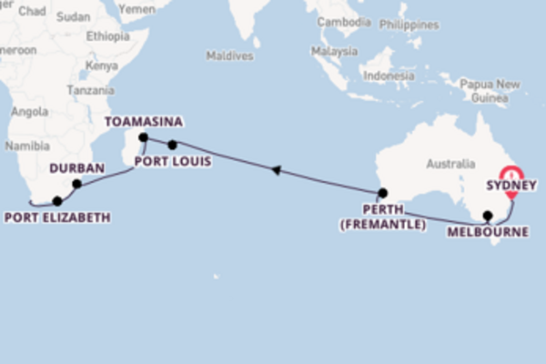 Africa from Sydney, Australia with the Costa Deliziosa