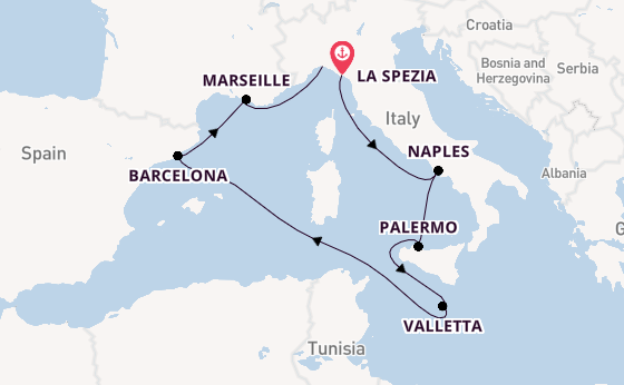 Western Mediterranean from La Spezia with the MSC Seaview