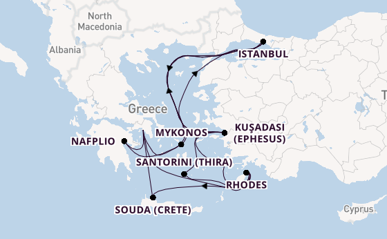 Eastern Mediterranean from Piraeus (Athens), Greece with the Oosterdam