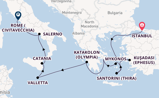 Mediterranean from Istanbul, Turkey with the Norwegian Viva