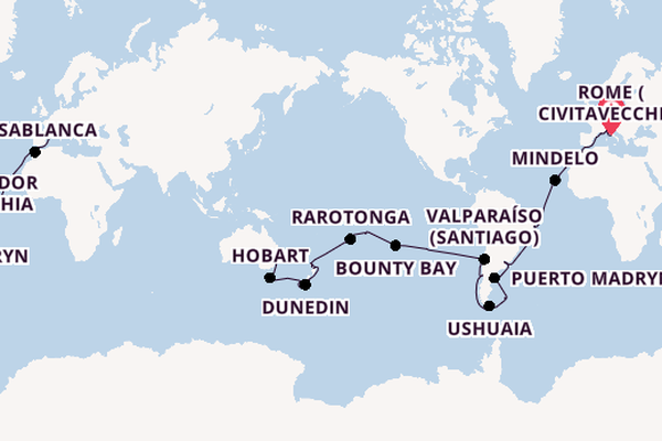 World Cruise from Rome (Civitavecchia), Italy with the MSC Magnifica