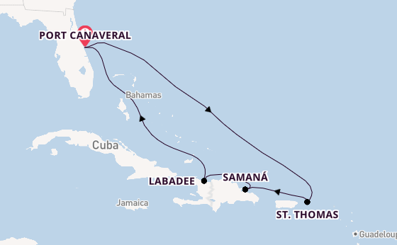 Caribbean vanaf Port Canaveral, Verenigde Staten met de Star of the Seas