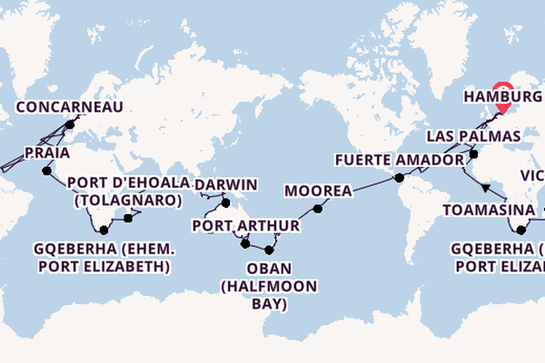 Weltreise ab Hamburg auf der Amadea
