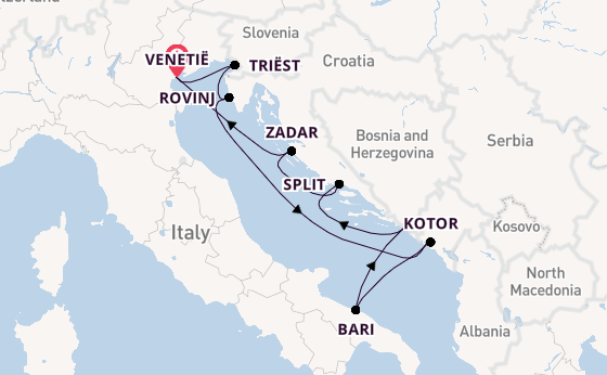Middellandse Zee vanaf Venetië, Italië met de Silver Spirit