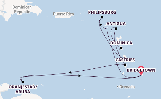 Southern Caribbean from Bridgetown, Barbados with the Arvia
