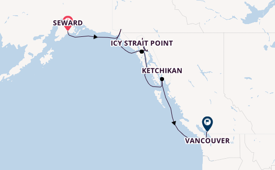 Alaska vanaf Seward, Alaska met de Anthem of the Seas®
