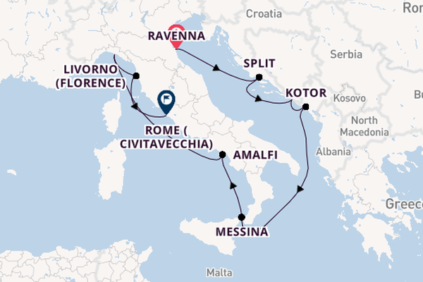 Mediterranean Sea from Ravenna, Italy with the Celebrity Constellation