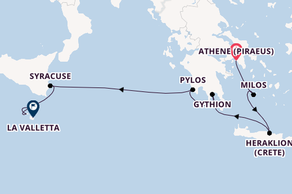 Middellandse Zee vanaf Athene (Piraeus), Griekenland met de Star Flyer