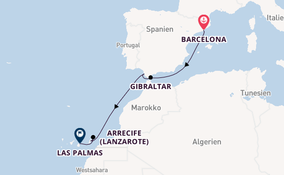 Kanarische Inseln ab Barcelona, Spanien auf AIDAblu