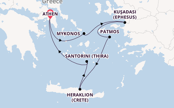 Eastern Mediterranean from Athen, Greece with the Celestyal Discovery