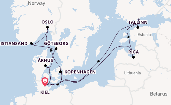 Noorwegen vanaf Kiel, Duitsland met AIDAprima