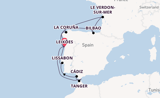 Portugal vanaf Leixões, Portugal met de Mein Schiff 6
