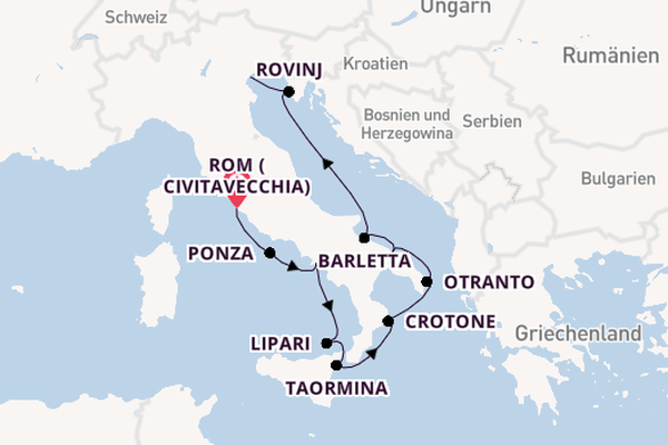 Westliches Mittelmeer ab Civitavecchia (Rom), Italien auf der Star Clipper