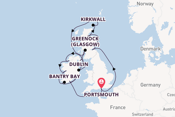 British Isles from Portsmouth, England, United Kingdom with the Azamara Journey