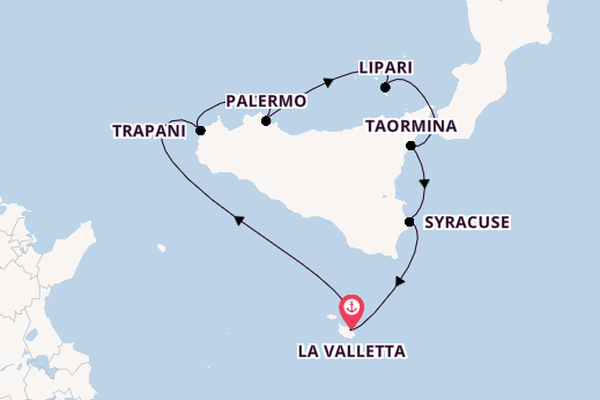 Westelijke Middellandse Zee vanaf La Valletta, Malta met de Le Bougainville
