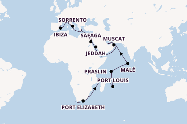 Middellandse Zee vanaf Kaapstad, Zuid-Afrika met de Seven Seas Voyager
