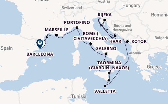 Mediterranean Sea from Dubrovnik, Croatia with the Seabourn Ovation 