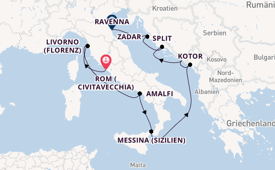 Mittelmeer ab Civitavecchia (Rom), Italien auf der Celebrity Constellation
