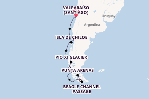 South America from Valparaíso (Santiago), Chile with the HANSEATIC inspiration
