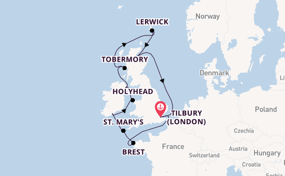 Journey with Ambassador Cruise Line from Tilbury (London)