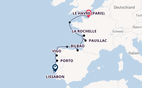 Portugal ab Le Havre (Paris), Frankreich auf der Marina