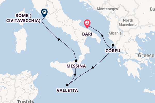 Western Mediterranean from Bari, Italy with the MSC Fantasia