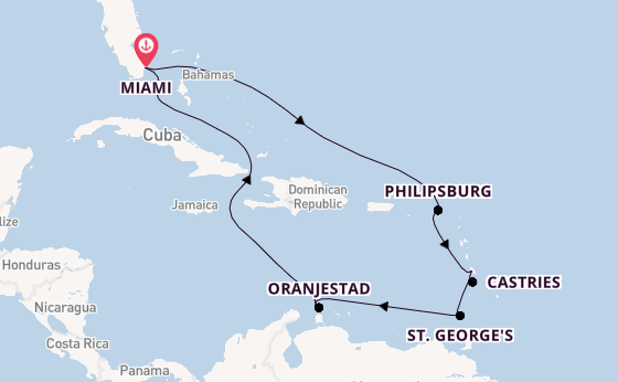 Caribbean vanaf Miami, Verenigde Staten met de Sonata (Oceania)