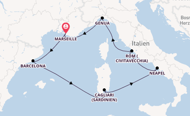Westliches Mittelmeer ab Marseille, Frankreich auf der Costa Toscana