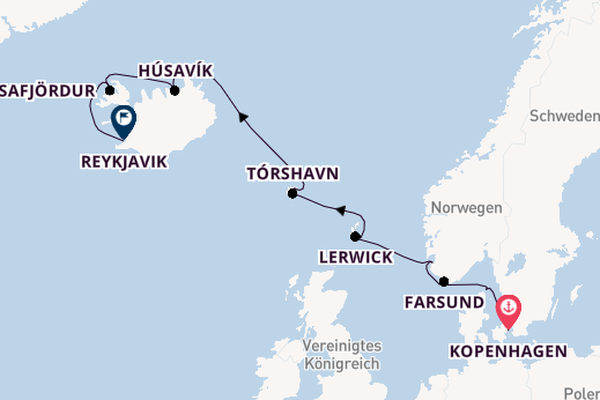 Arktis ab Kopenhagen, Dänemark auf der Seabourn Quest