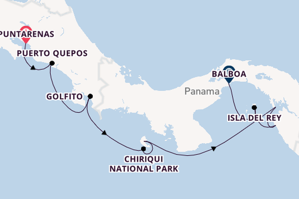 Midden-Amerika vanaf Puntarenas, Costa Rica met de Star Clipper