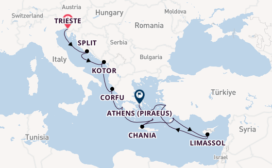 Eastern Mediterranean from Trieste, Italy with the Enchanted Princess
