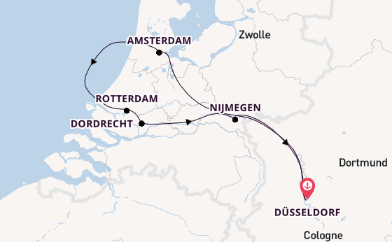 Rijn vanaf Düsseldorf, Duitsland met de VIVA MOMENTS