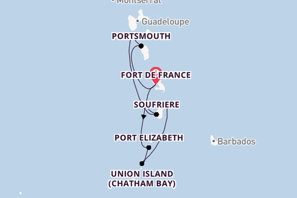 Southern Caribbean from Fort de France, Martinique with the Le Dumont-D'Urville