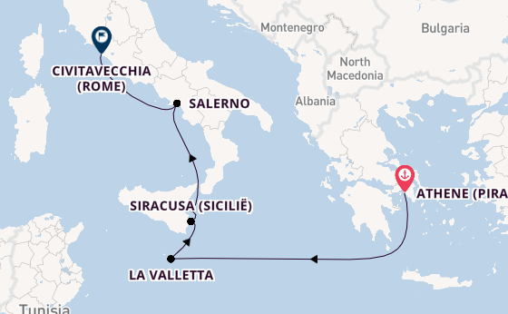 Westelijke Middellandse Zee vanaf Athene (Piraeus), Griekenland met de Azamara Onward