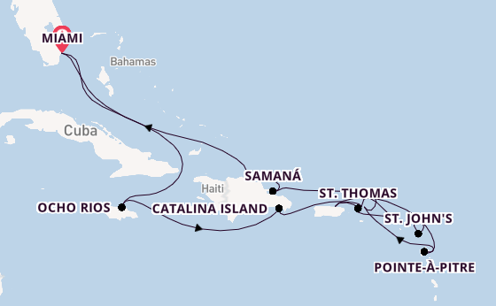 Caribbean vanaf Miami, Verenigde Staten met de EXPLORA III