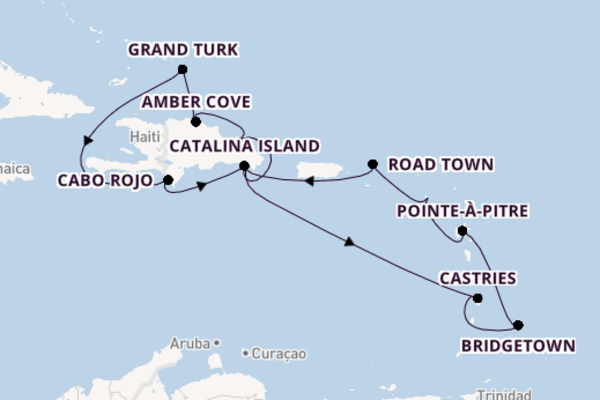 Caribbean vanaf La Romana, Dominicaanse Republiek met de Costa Pacifica