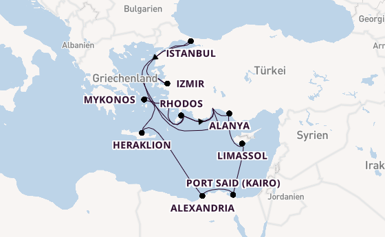 Östliches Mittelmeer ab Antalya, Türkei auf AIDAblu
