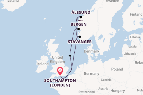 Noorwegen vanaf Southampton (Londen), Engeland met de Queen Mary 2