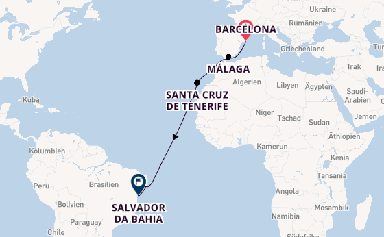 Transatlantik ab Barcelona, Spanien auf der MSC Virtuosa